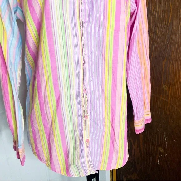 Vintage PINK Victoria’s Secret Striped Button Down Shirt Small - Picture 6 of 15